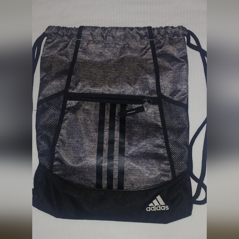 Adidas Gray and Black Drawstring Backpack